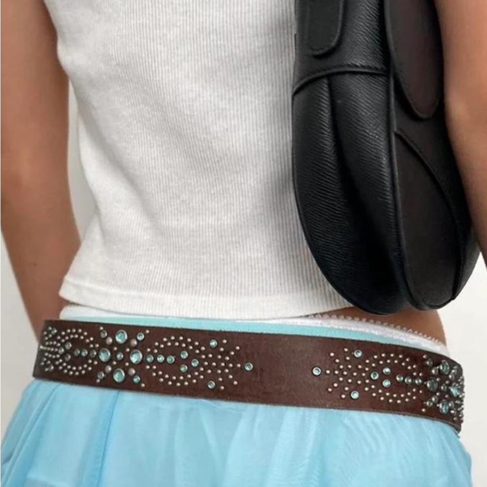 Abercrombie & Fitch Brown Belt with blue gem Accents
